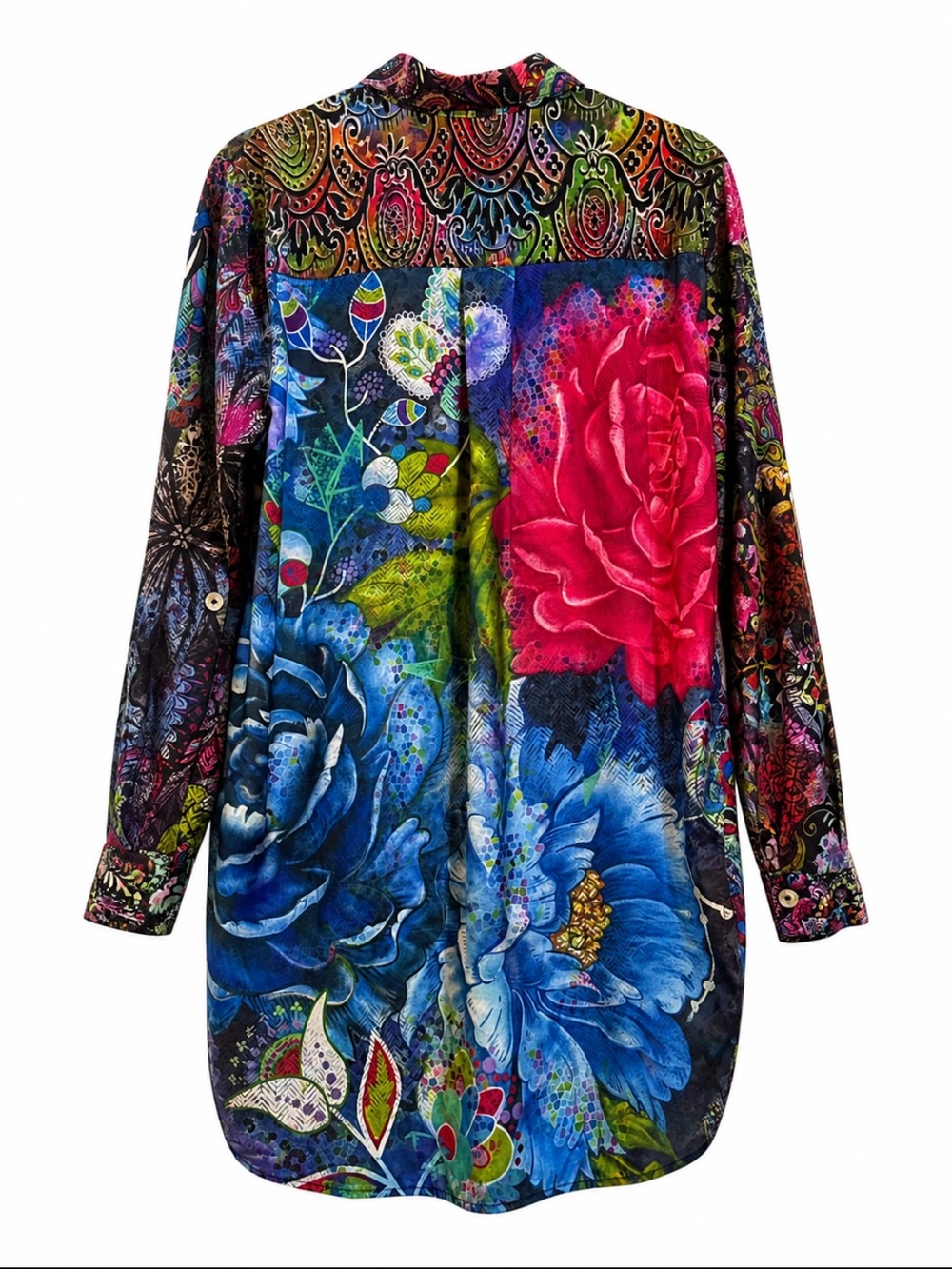 Floral Multicolor Button-Front Tunic Top - Picture 3 of 6